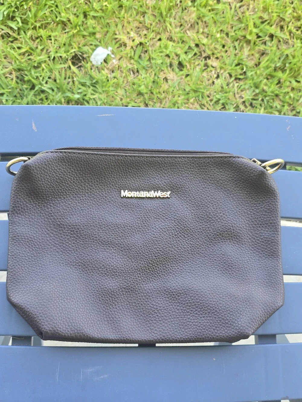 NEW Montana West Brown Cosmetic Bag Makeup Pouch Toiletry Travel Case Zip